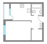 Планировка 1-комнатной квартиры, 33,5 м2