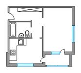 Планировка 1-комнатной квартиры, 37 м2