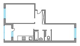 Планировка 2-комнатной квартиры, 50,5 м2