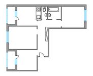 Планировка 3-комнатной квартиры, 68,9 м2