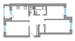 Планировка 3-комнатной квартиры, 66,5 м2