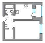 Планировка 1-комнатной квартиры, 32,4 м2