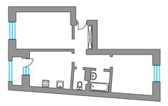 Планировка 2-комнатной квартиры, 55 м2