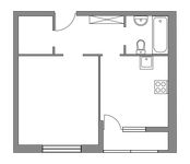 Планировка 1-комнатной квартиры, 40 м2