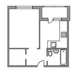 Планировка 1-комнатной квартиры, 34 м2