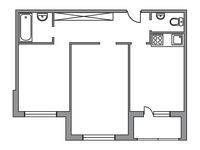 Планировка 2-комнатной квартиры, 53 м2