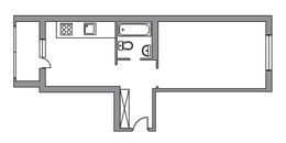 Планировка 1-комнатной квартиры, 40 м2