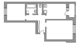 Планировка 2-комнатной квартиры, 57 м2