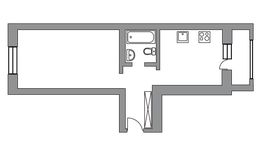 Планировка 1-комнатной квартиры, 41 м2