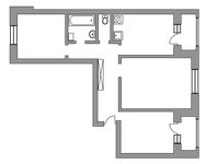 Планировка 3-комнатной квартиры, 75 м2