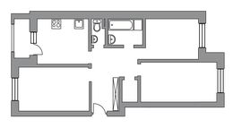 Планировка 3-комнатной квартиры, 66 м2