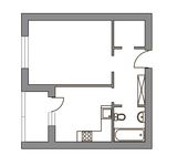 Планировка 1-комнатной квартиры, 40 м2