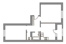 Планировка 2-комнатной квартиры, 60 м2
