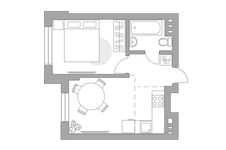 Планировка 2-комнатной квартиры, 34,2 м2