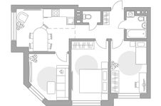 Планировка 4-комнатной квартиры, 63,4 м2