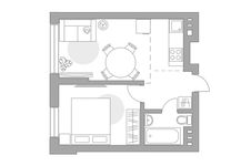 Планировка 2-комнатной квартиры, 35,8 м2
