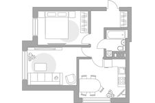 Планировка 2-комнатной квартиры, 48,8 м2
