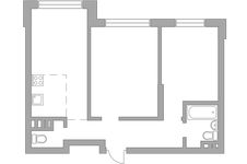 Планировка 3-комнатной квартиры, 58,9 м2