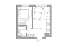 Планировка 2-комнатной квартиры, 38,5 м2