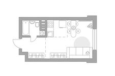 Планировка квартиры студии, 28,8 м2