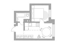 Планировка 2-комнатной квартиры, 32,6 м2