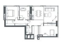 Планировка 3-комнатной квартиры, 117 м2