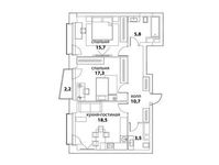 Планировка 3-комнатной квартиры, 72,1 м2
