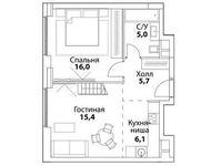 Планировка 3-комнатной квартиры, 62,9 м2