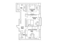 Планировка 3-комнатной квартиры, 71,2 м2