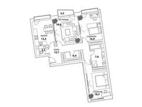 Планировка 3-комнатной квартиры, 96,7 м2