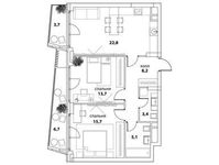 Планировка 3-комнатной квартиры, 72,3 м2