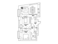 Планировка 3-комнатной квартиры, 76 м2