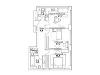 Планировка 2-комнатной квартиры, 72,5 м2