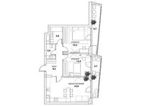 Планировка 3-комнатной квартиры, 73,6 м2