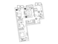 Планировка 3-комнатной квартиры, 100 м2