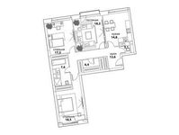 Планировка 3-комнатной квартиры, 98,6 м2