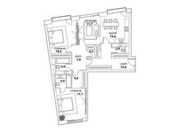 Планировка 3-комнатной квартиры, 105,7 м2