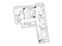 Планировка 3-комнатной квартиры, 96 м2