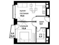 Планировка 2-комнатной квартиры, 46,9 м2