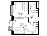 Планировка 2-комнатной квартиры, 50,7 м2