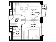 Планировка 2-комнатной квартиры, 47,3 м2
