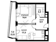 Планировка 1-комнатной квартиры, 47,6 м2