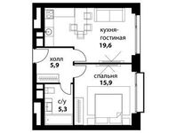 Планировка 2-комнатной квартиры, 46,7 м2