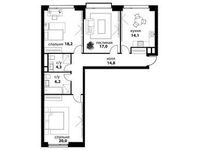 Планировка 2-комнатной квартиры, 46,8 м2