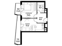 Планировка 1-комнатной квартиры, 48,8 м2