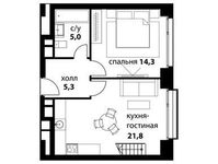 Планировка 2-комнатной квартиры, 63 м2