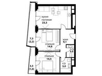 Планировка 3-комнатной квартиры, 73 м2