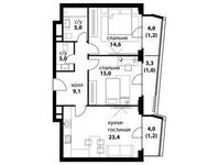 Планировка 3-комнатной квартиры, 73,5 м2