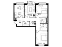Планировка 3-комнатной квартиры, 104 м2
