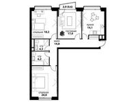 Планировка 3-комнатной квартиры, 95,2 м2
